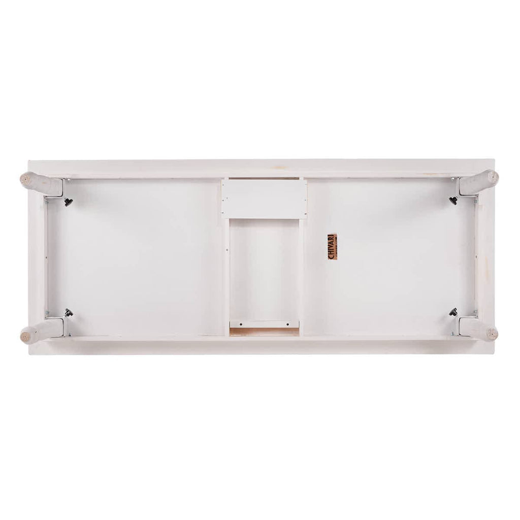 96" x 40" (8 Foot) White Distressed Rectangle Thin Fluted Leg Wood Farm Table