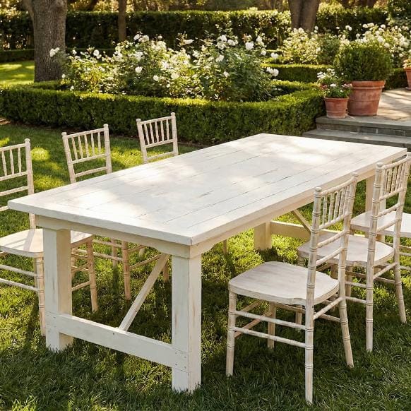 96" x 40" (8 Foot) White Distressed Rectangle Straight Leg Wood Farm Table