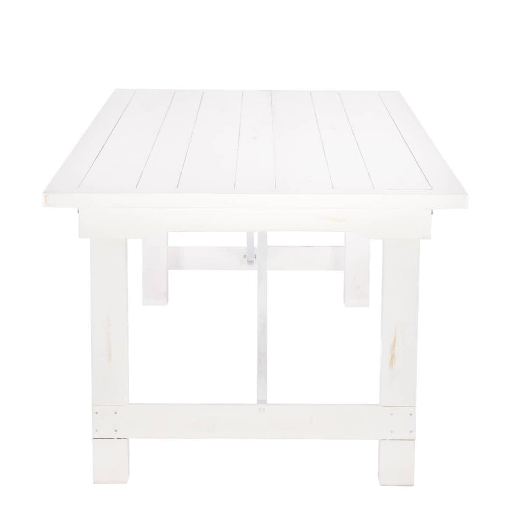 96" x 40" (8 Foot) White Distressed Rectangle Straight Leg Wood Farm Table