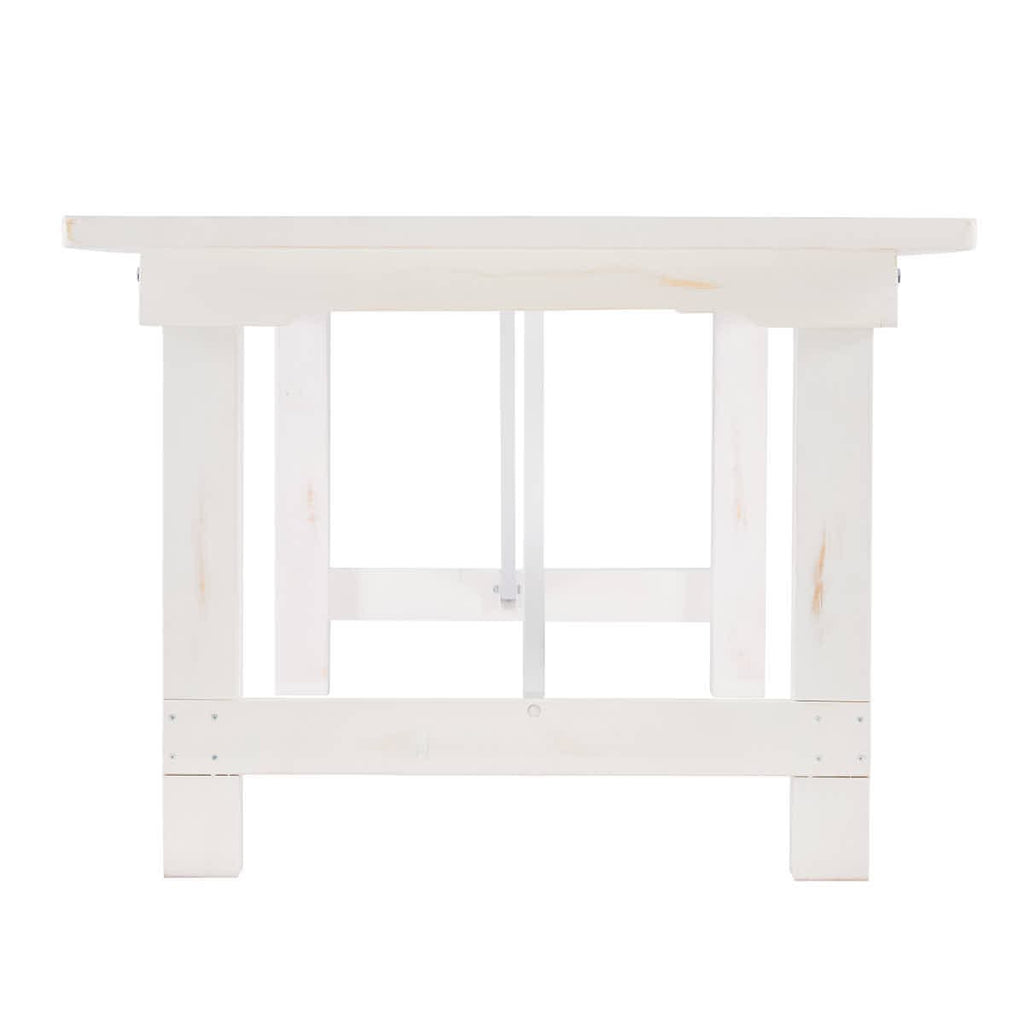 96" x 40" (8 Foot) White Distressed Rectangle Straight Leg Wood Farm Table