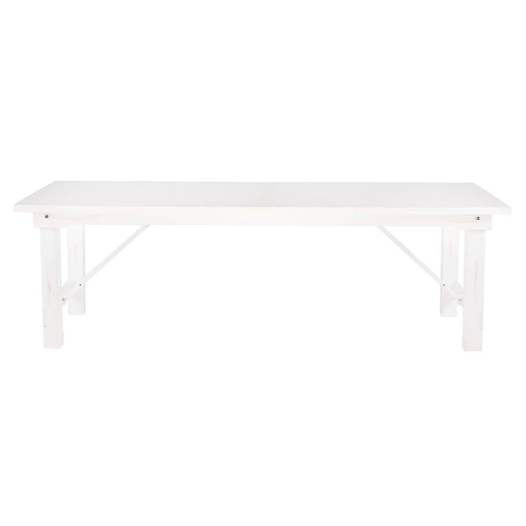 96" x 40" (8 Foot) White Distressed Rectangle Straight Leg Wood Farm Table