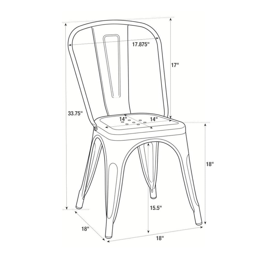 Copper Finish with Black Distressed All Weather Tolix Style Resin Chair