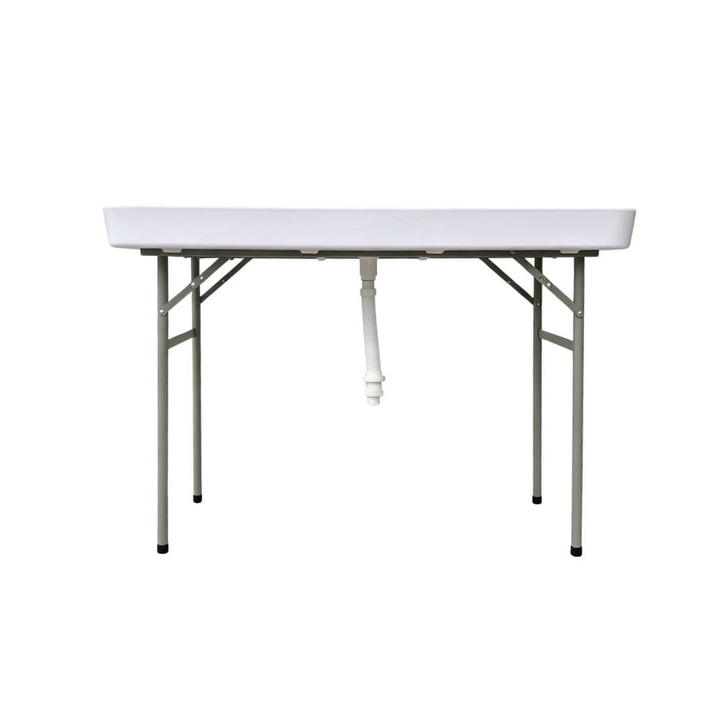 47" x 24" (4 Foot ) White Plastic Ice Cooler Table with Steel Frame