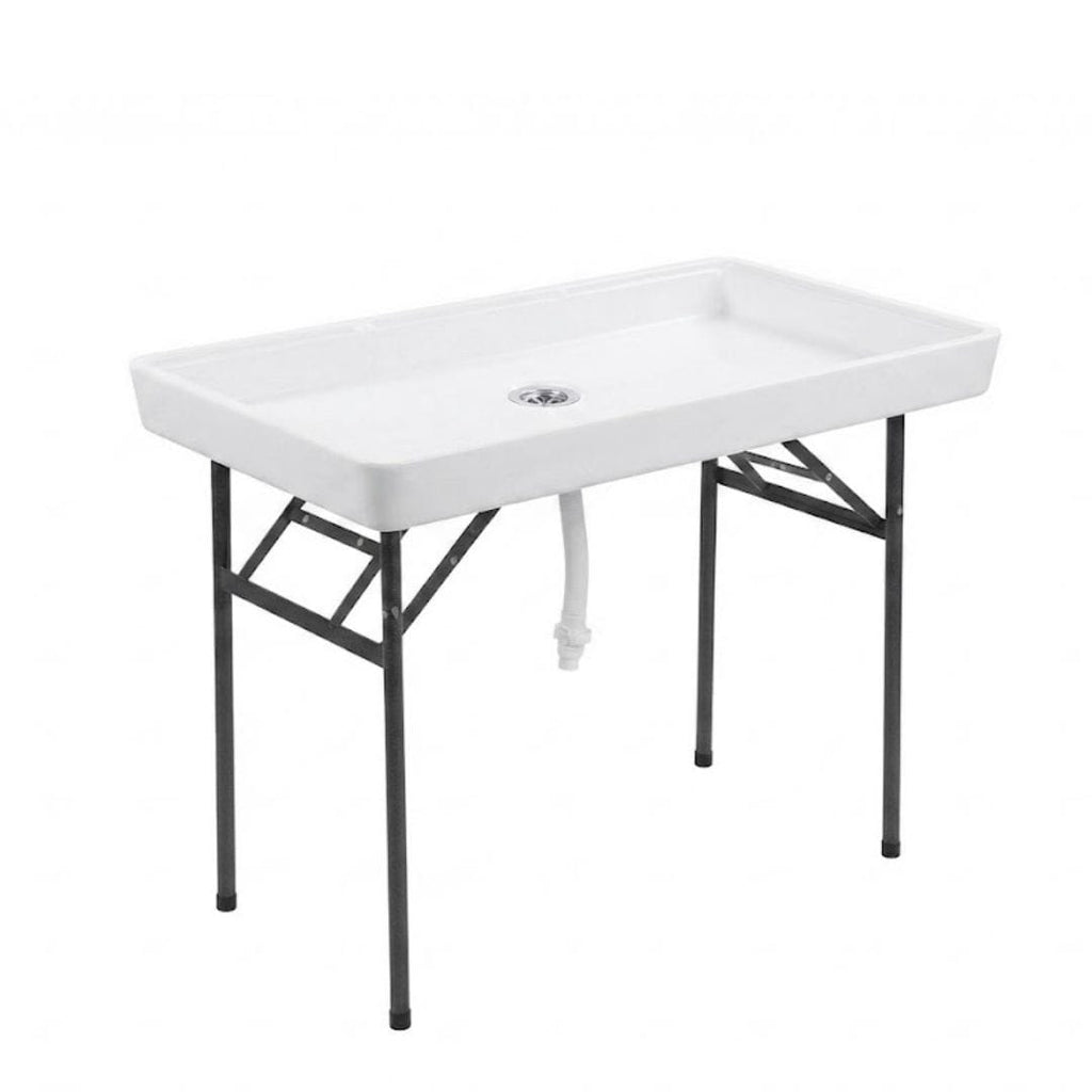 47" x 24" (4 Foot ) White Plastic Ice Cooler Table with Steel Frame