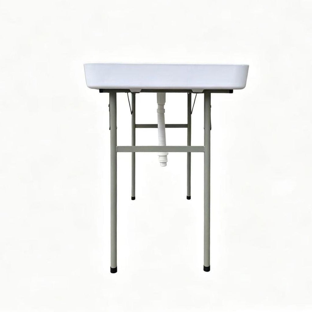 47" x 24" (4 Foot ) White Plastic Ice Cooler Table with Steel Frame