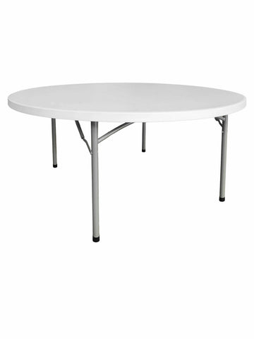 60" (5 Foot) Round Heavy Duty Plastic Folding Table with Steel-Core