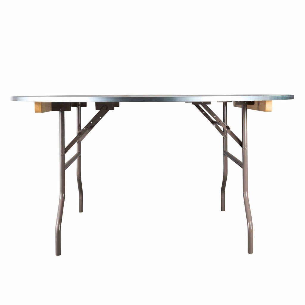 10 Plywood 60" (5 Foot) Round Folding Tables with Metal Edge + Extra Large Steel Banquet Table Cart