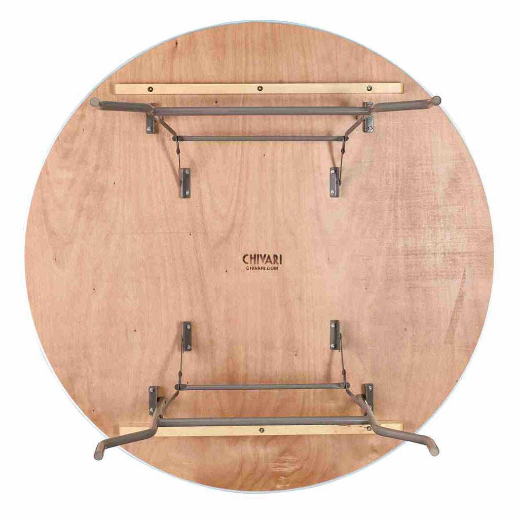 10 Plywood 60" (5 Foot) Round Folding Tables with Metal Edge + Extra Large Steel Banquet Table Cart