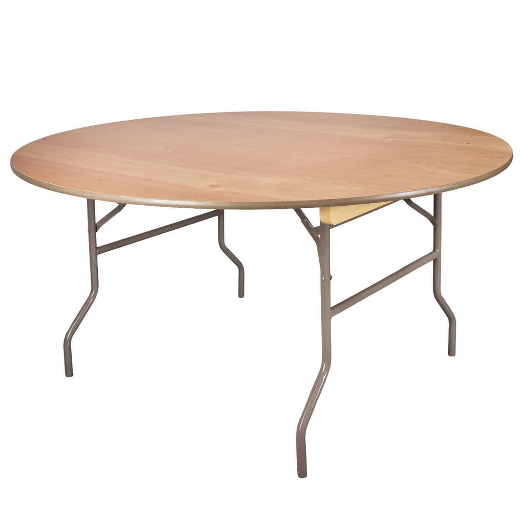 8 Plywood 60" (5 Foot) Round Folding Tables with Vinyl Edge + Extra Large Steel Banquet Table Cart