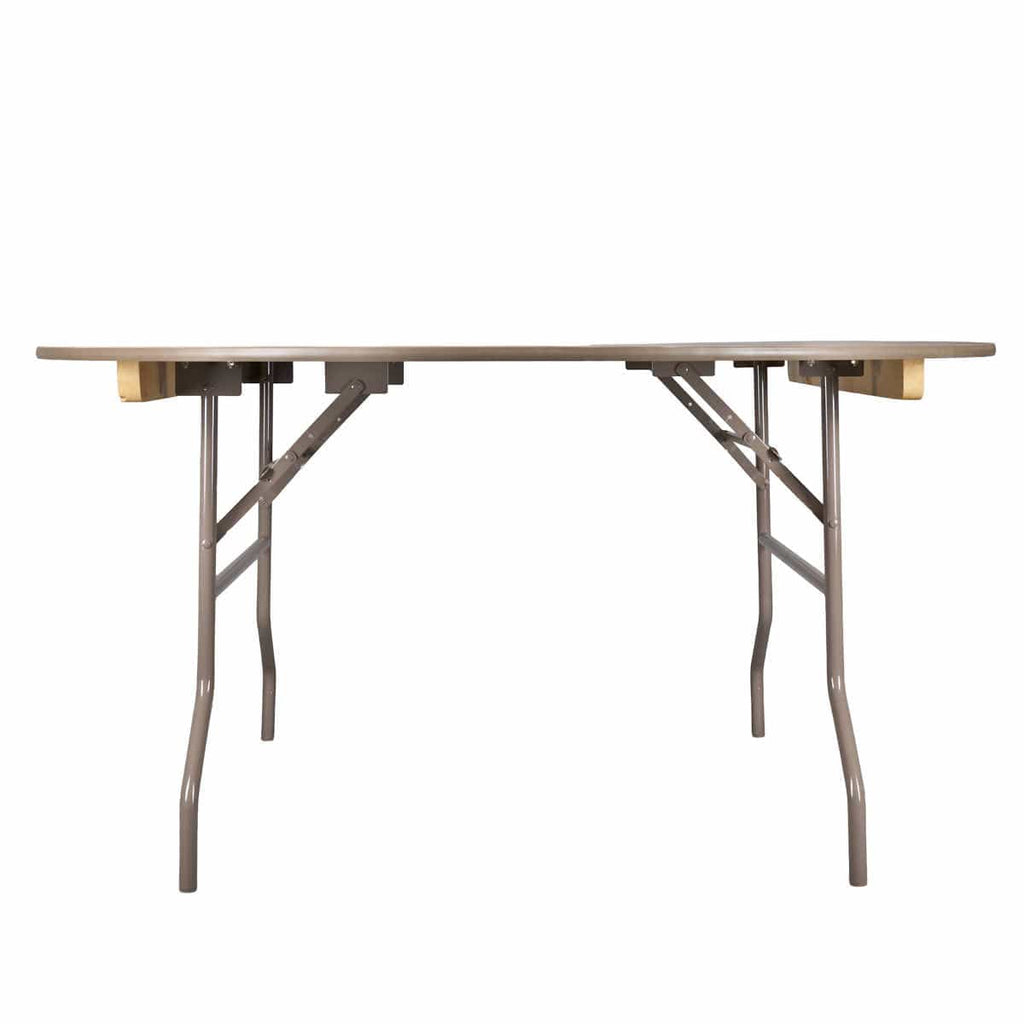 8 Plywood 60" (5 Foot) Round Folding Tables with Vinyl Edge + Extra Large Steel Banquet Table Cart