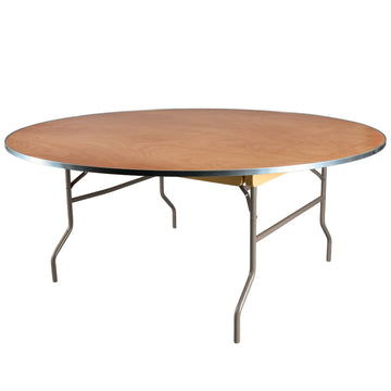 72" (6 Foot) Round Heavy Duty Metal Edge Plywood Folding Banquet Table