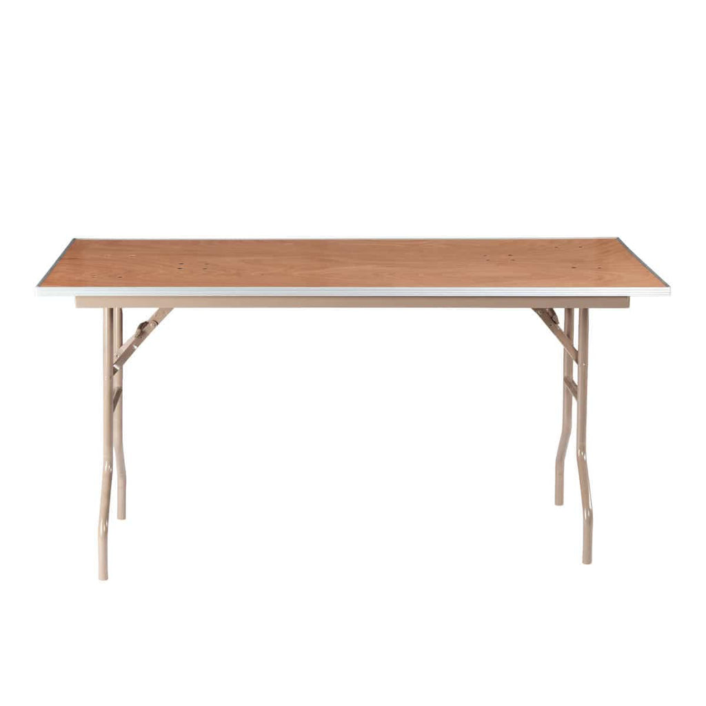 60" x 30" (5 Foot) Rectangle Heavy Duty Plywood Folding Table with Steel-Core