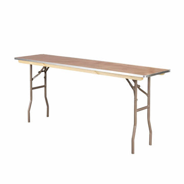 72" x 18" (6 Foot) Rectangle Heavy Duty Plywood Folding Seminar Table with Metal Edge