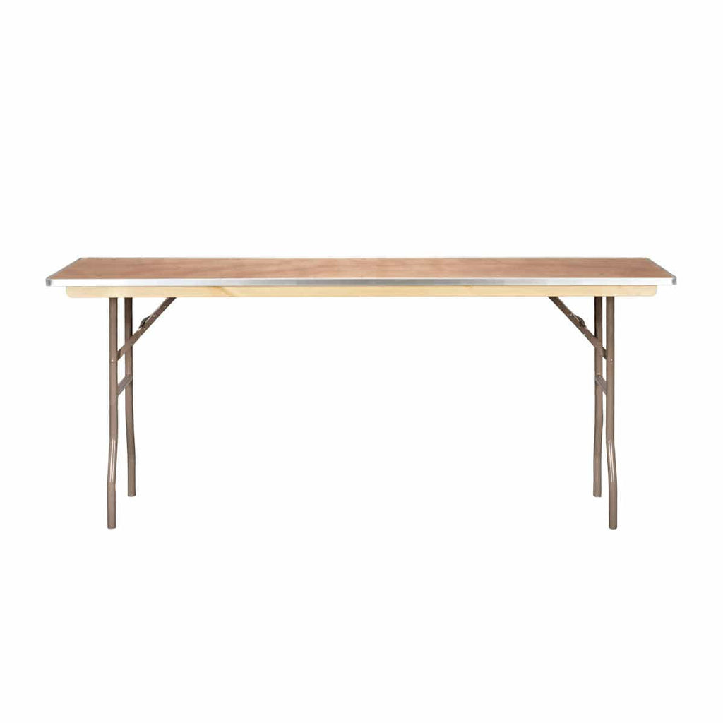 72" x 18" (6 Foot) Rectangle Heavy Duty Plywood Folding Seminar Table with Metal Edge