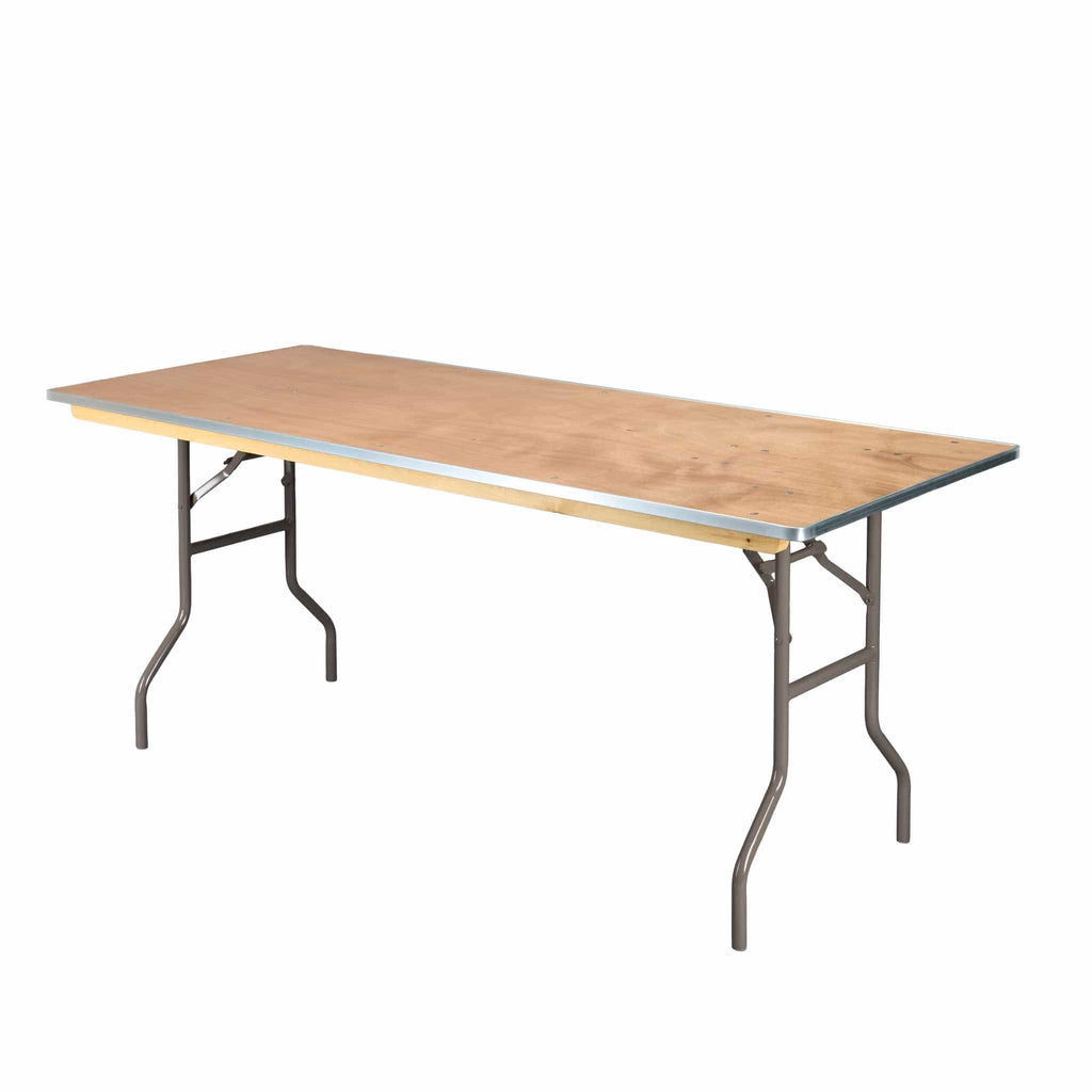 10 Plywood 72" x 30" (6 Foot) Rectangle Folding Tables with Metal Edge + Steel Banquet Table Cart