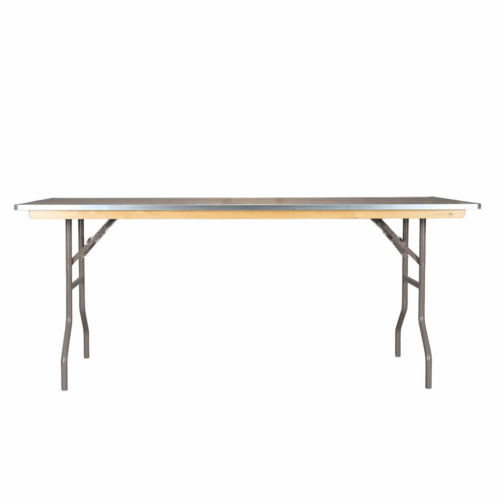 10 Plywood 72" x 30" (6 Foot) Rectangle Folding Tables with Metal Edge + Steel Banquet Table Cart