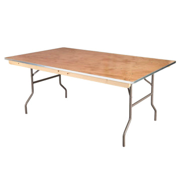 Rectangle Plywood Folding Table with Metal Edge