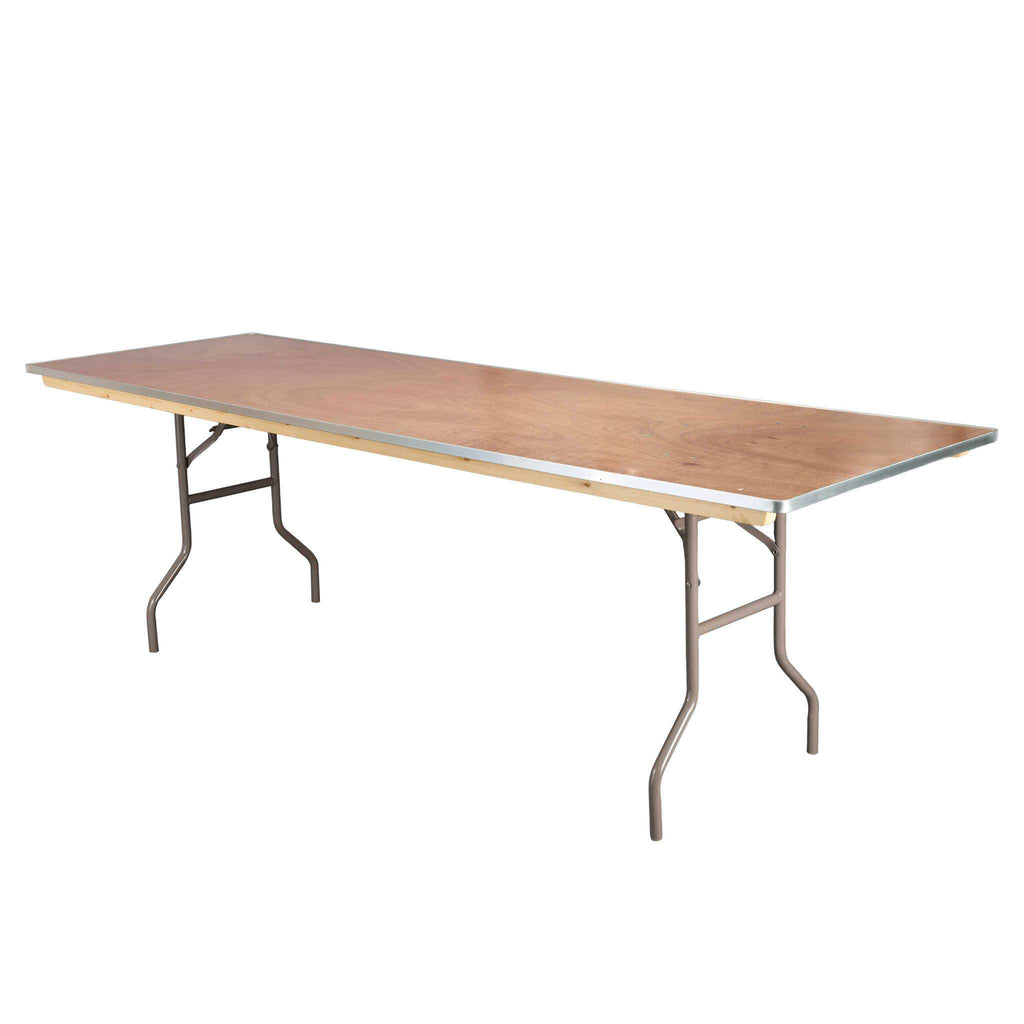 8 Plywood 96" x 30" (8 Foot) Rectangle Folding Tables with Metal Edge + Extra Large Steel Banquet Table Cart