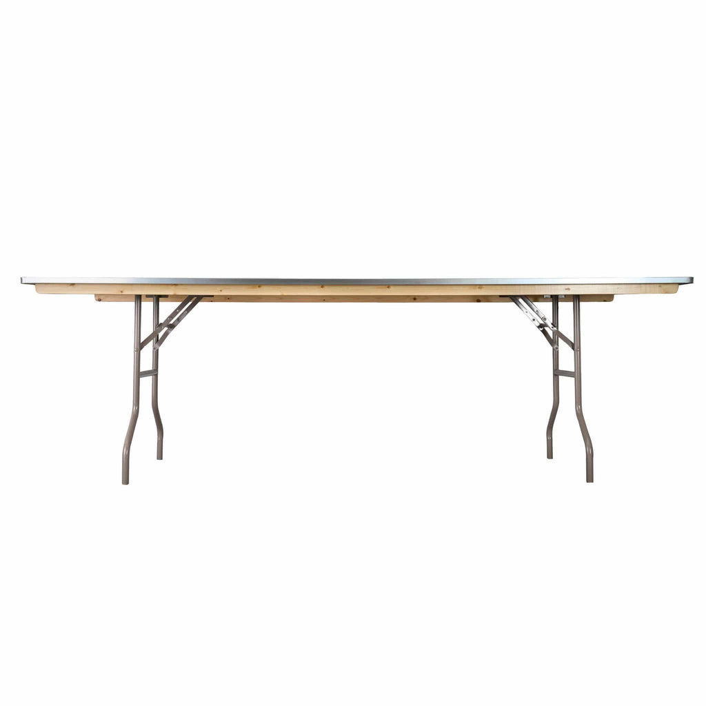 8 Plywood 96" x 30" (8 Foot) Rectangle Folding Tables with Metal Edge + Steel Banquet Table Cart
