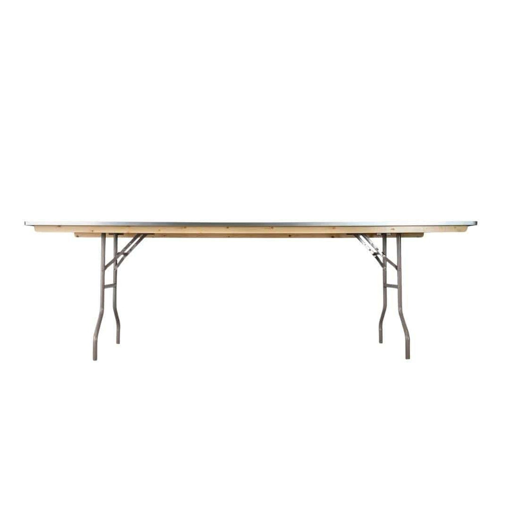 8 Plywood 96" x 30" (8 Foot) Rectangle Folding Tables with Vinyl Edge + Steel Banquet Table Cart