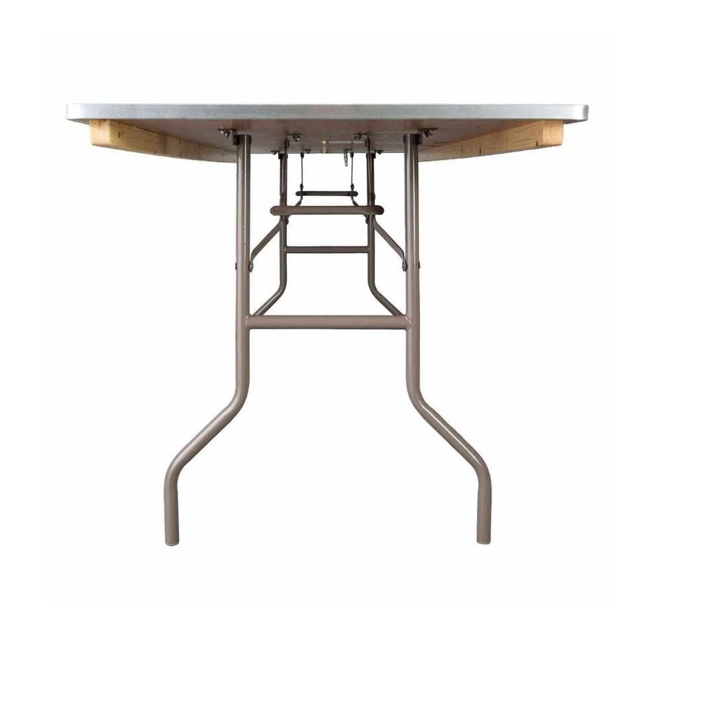 8 Plywood 96" x 30" (8 Foot) Rectangle Folding Tables with Vinyl Edge + Steel Banquet Table Cart