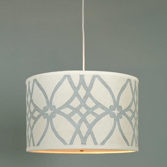 Trellis Linen Drum Shade Pendant - F100-302