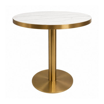 30" Round Marble Top Restaurant Table with Gold Round Base