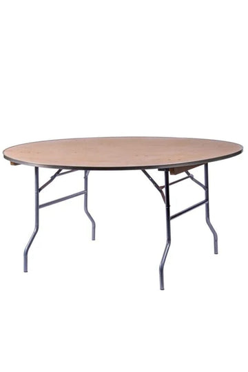 Scratch and Dent 60" (5 Foot) Round Heavy Duty Metal Edge Plywood Folding Banquet Table