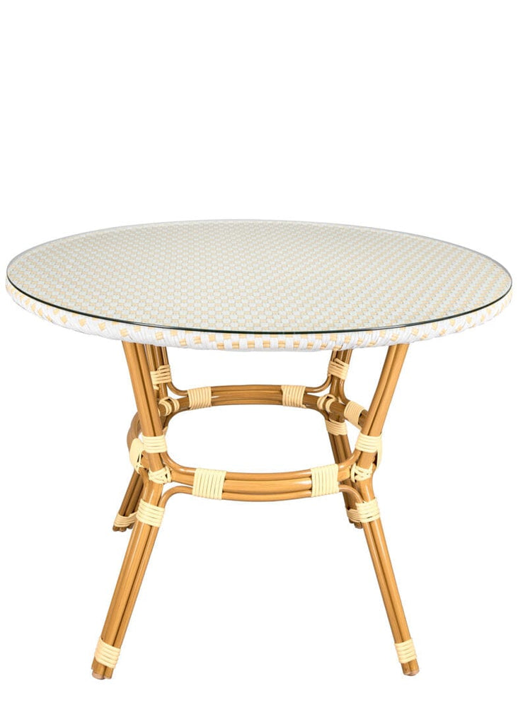 40" Round Glass Top Rattan French Bistro Table