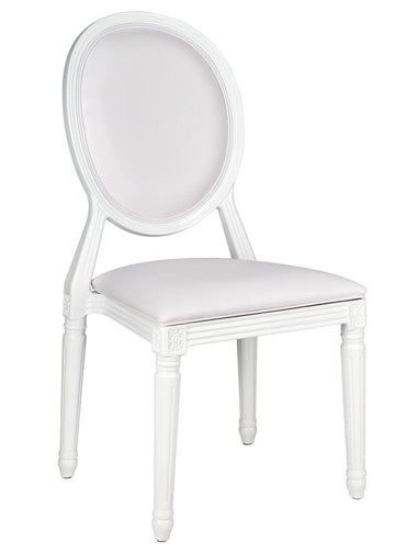 White Resin Louis Pop Chair with White Vinyl Seat and Back