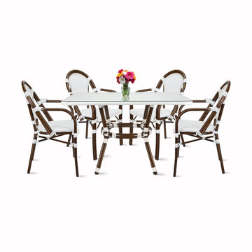 French Bistro Set Includes Table and 4 Chairs with Arms
