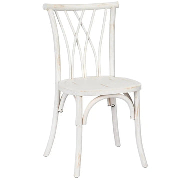 White Distressed Heavy-Duty Wood Willow Chair