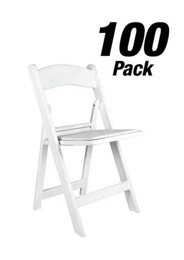 100 Chair Pack White Resin Folding Chair 500 lbs Weight Capacity