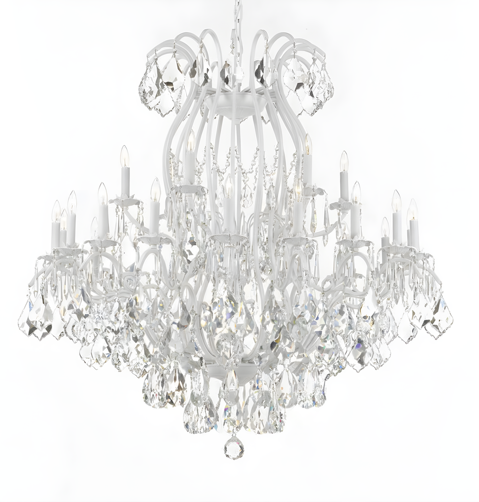 White Wrought Iron Chandelier Crystal Chandeliers Lighting Empress Crystal (Tm) H46" W46" - A500-3034/18+6