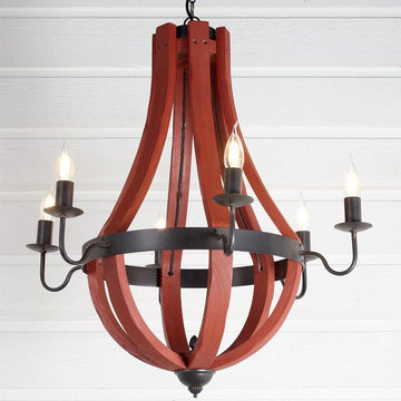 Wooden Wine Barrel Stave Chandelier - F100-121