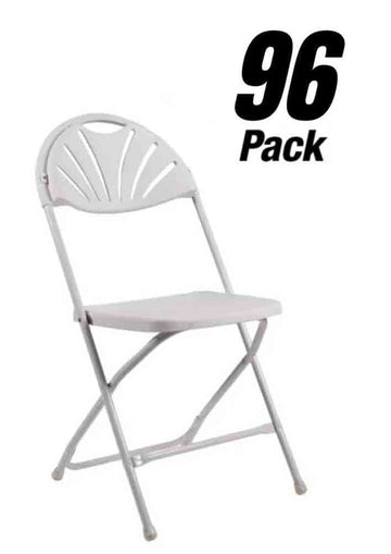 96 Chair Pack White Fan Back Folding Chair (Steel-Poly Chair)