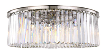 ZC121-1238F43PN/RC - Urban Classic: Sydney 10 light Polished nickel Flush Mount Clear Royal Cut Crystal
