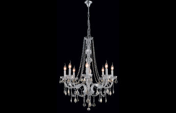 C121-7858D28C-GT/RC - Regency Lighting: Verona 8 light Chrome Chandelier Golden Teak (Smoky) Royal Cut Crystal