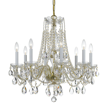 8 Light Polished Brass Crystal Chandelier Draped In Clear Hand Cut Crystal - C193-1138-PB-CL-MWP