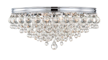 6 Light Polished Chrome Transitional Ceiling Mount Draped In Clear Glass Drops - C193-138-CH