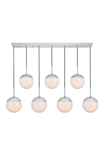 ZC121-LD6088C - Living District: Eclipse 7 Lights Chrome Pendant With Frosted White Glass