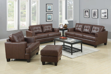 Set of 2 - Samuel Tufted Sofa + Loveseat Dark Brown - D300-10022