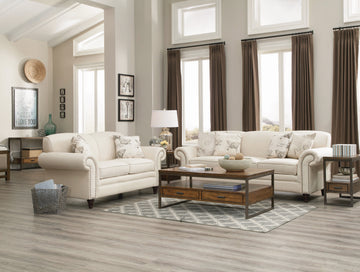 Set of 2 - Norah Rolled Arm Sofa + Loveseat Oatmeal - D300-10008