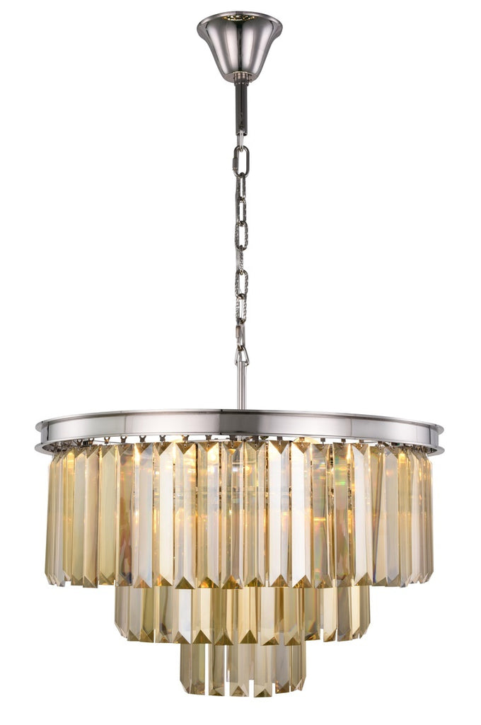 ZC121-1231D26PN-GT/RC - Urban Classic: Sydney 9 light Polished nickel Chandelier Golden Teak (Smoky) Royal Cut Crystal