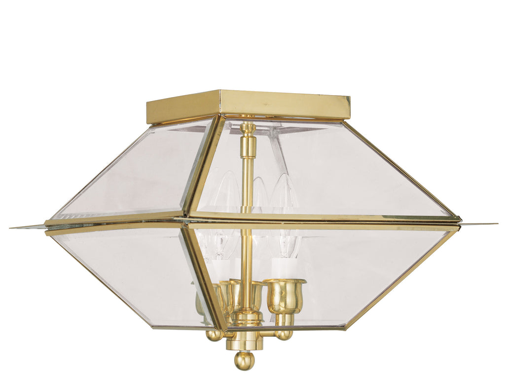 Livex Westover 3 Light PB Outdoor/Indoor Ceiling Mount - C185-2185-02