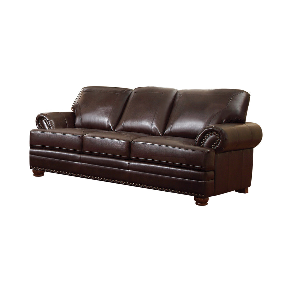 Set of 3 - Colton Rolled Arm Upholstered Sofa + Loveseat + Chair Brown - D300-10030