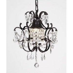 Chandelier Wrought Iron Crystal Chandeliers H14" W11" Swag Plug In-Chandelier W/ 14' Feet Of Hanging Chain And Wire - J10-B16/26030/1