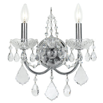2 Light Polished Chrome Crystal Sconce Draped In Clear Hand Cut Crystal - C193-3222-CH-CL-MWP