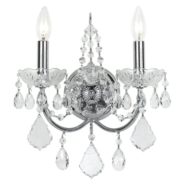 2 Light Polished Chrome Crystal Sconce Draped In Clear Swarovski Strass Crystal - C193-3222-CH-CL-S