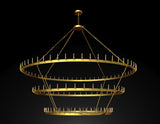 Inspired Camino Style Chandelier - Castile Three Tier Wrought Iron Brushed Brass Chandelier - Industrial Loft Rustic Lighting W 122"